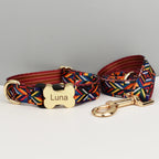 Collier et laisse assortis personnalisés – motif ethnique