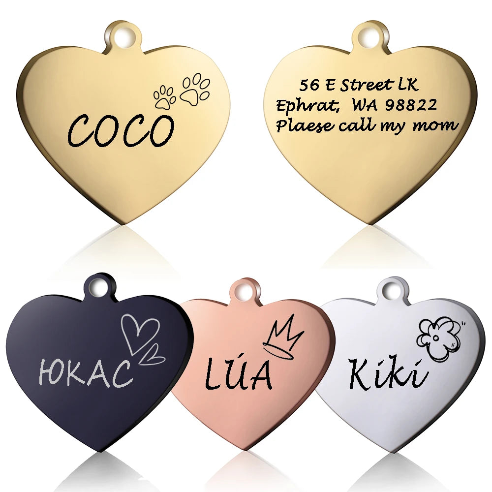 Médaille cœur gravée pour chien