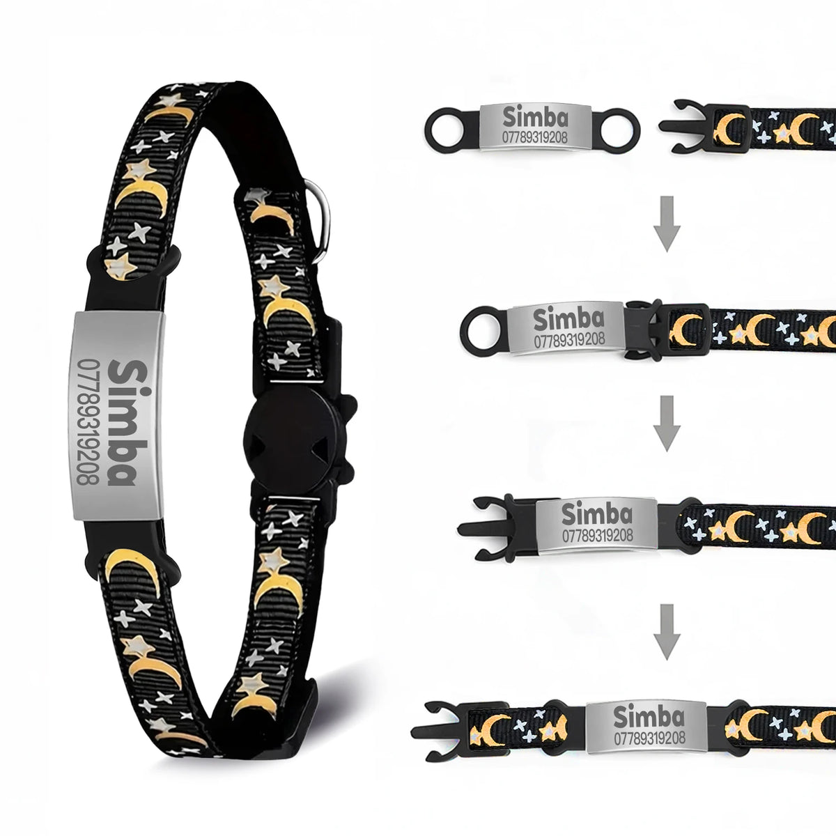 Collier lumineux personnalisé pour chat – plaque anti-fugue