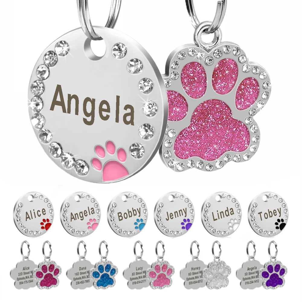 Médaille strass personnalisée pour chien et chat