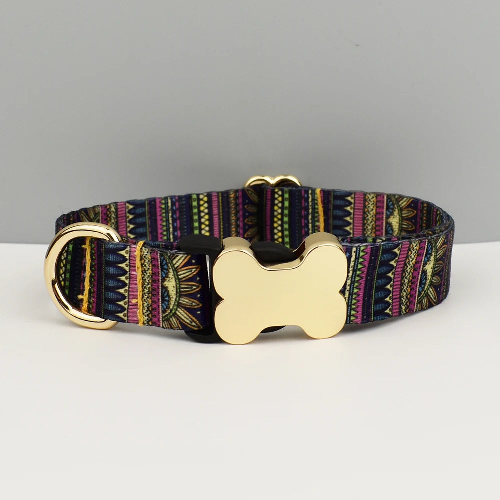 Collier et laisse assortis personnalisés – motif ethnique