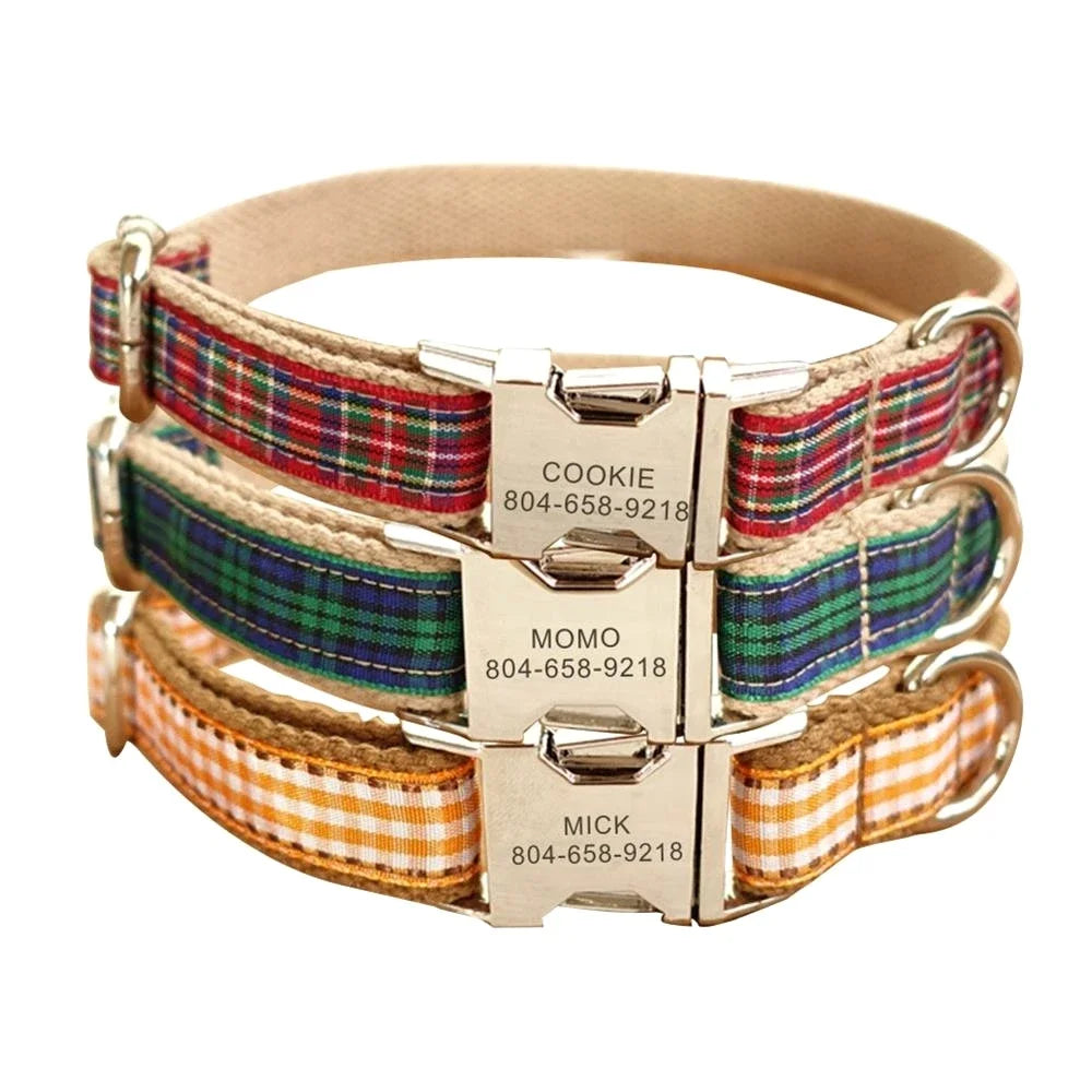Collier et laisse personnalisés à motif écossais
