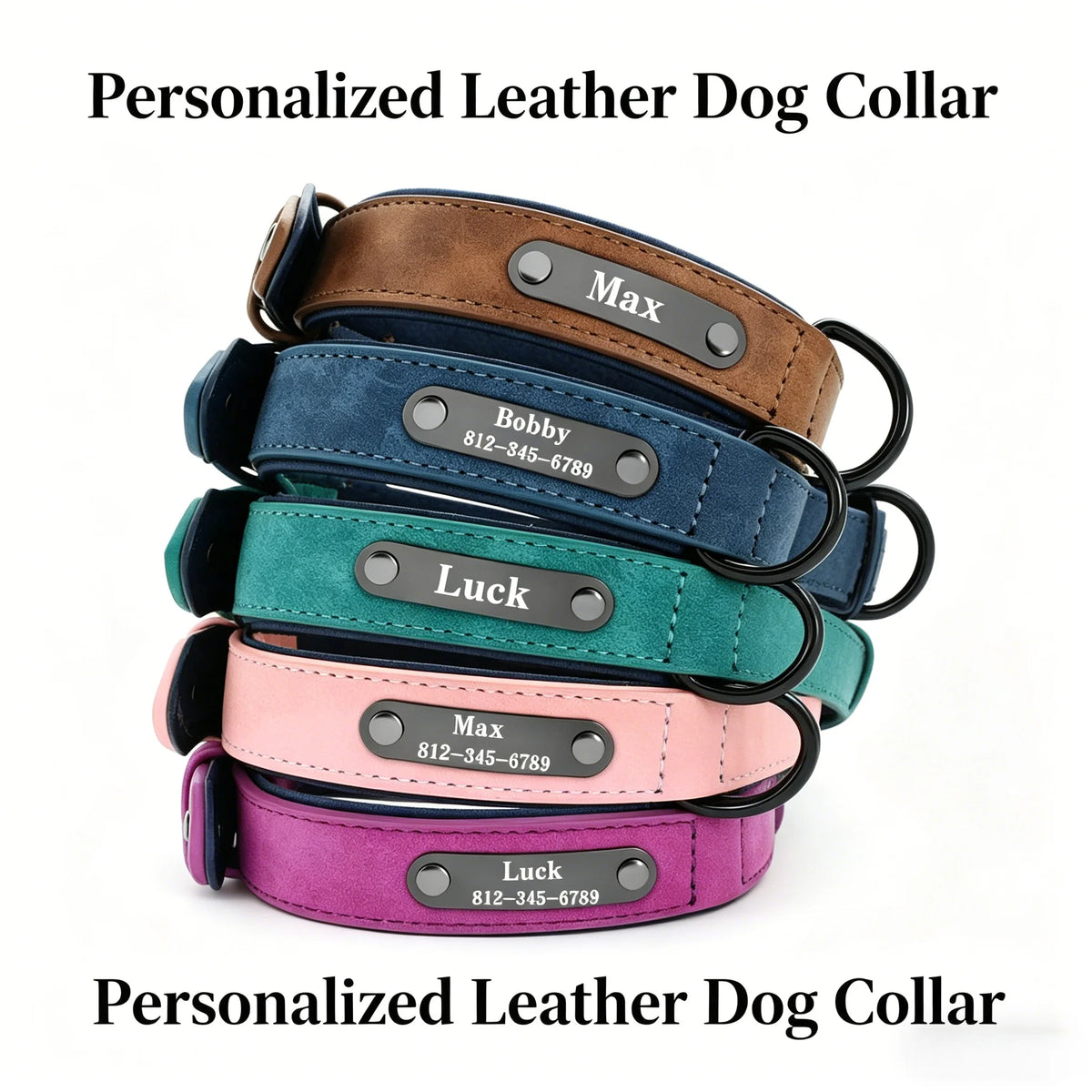 Collier pour chien avec plaque personnalisée – texte au choix