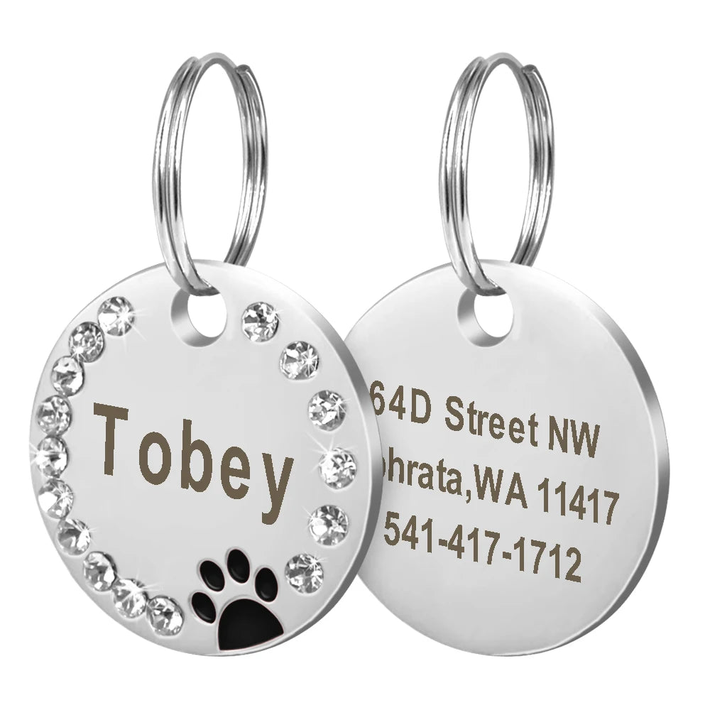 Médaille strass personnalisée pour chien et chat