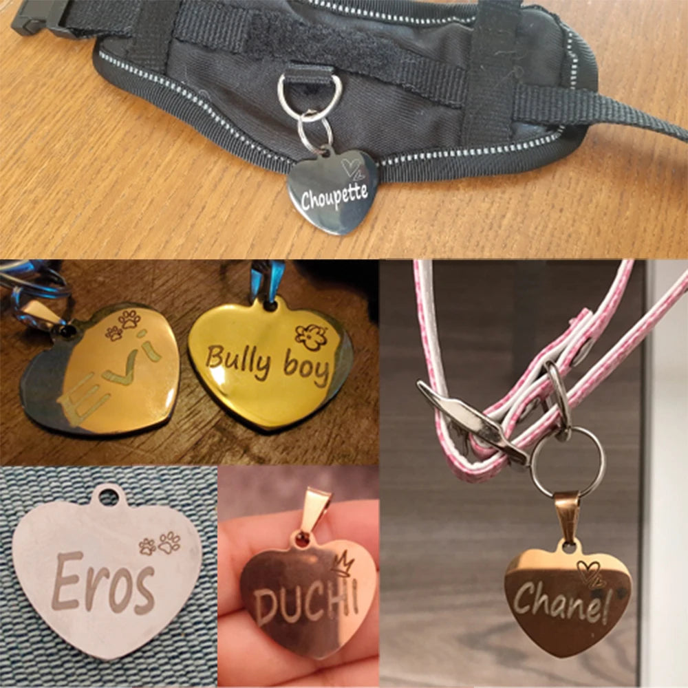 Médaille cœur gravée pour chien