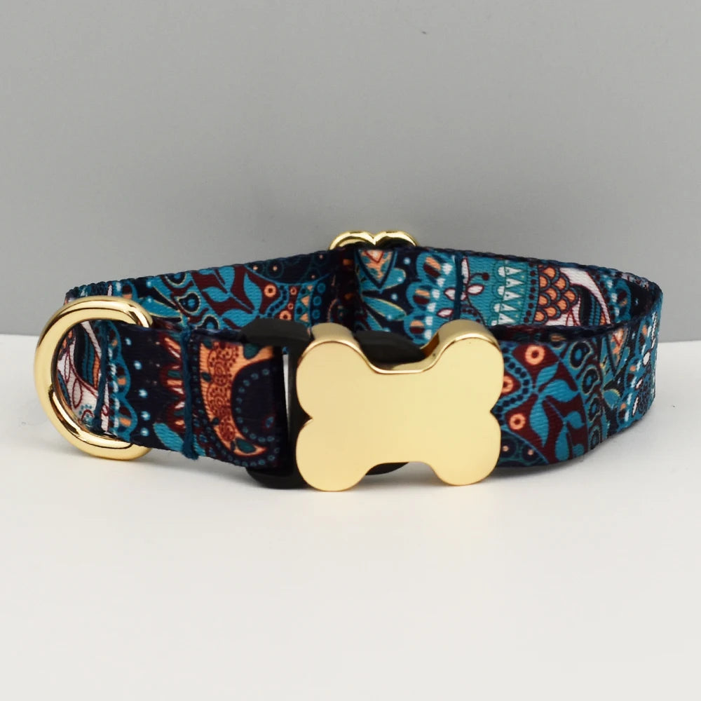 Collier et laisse assortis personnalisés – motif ethnique