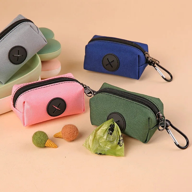 Porte-sacs à déjections en toile avec mousqueton