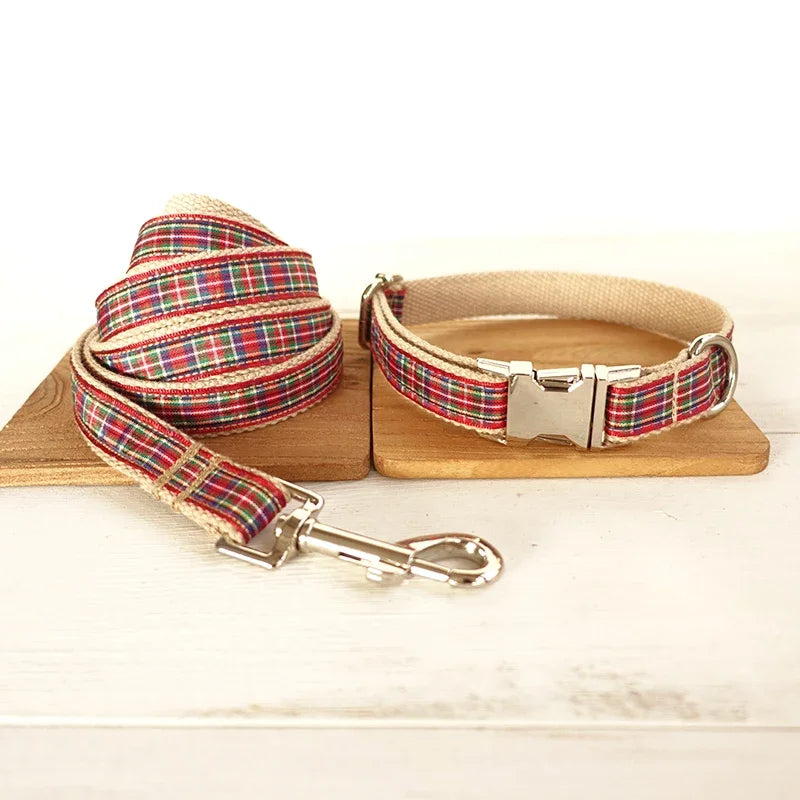 Collier et laisse personnalisés à motif écossais
