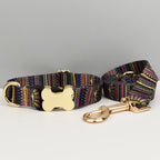 Collier et laisse assortis personnalisés – motif ethnique