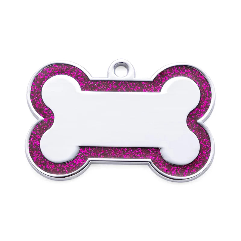 Médaille pailletée double face pour chien et chat