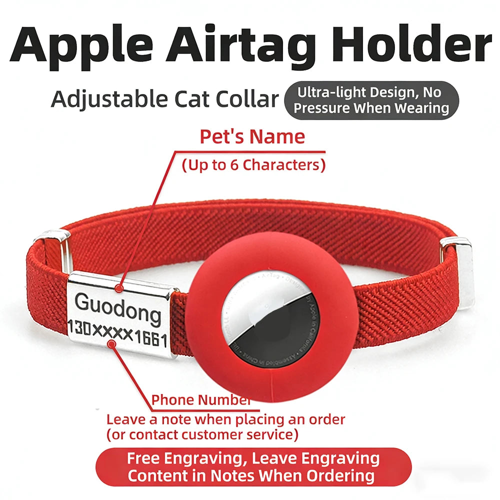 Collier personnalisé pour chat avec support AirTag
