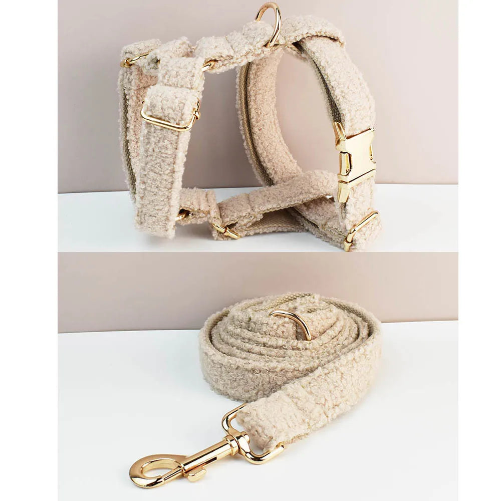 Ensemble collier et laisse en velours Teddy