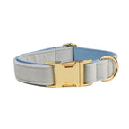 Ensemble collier et laisse en velours bleu clair