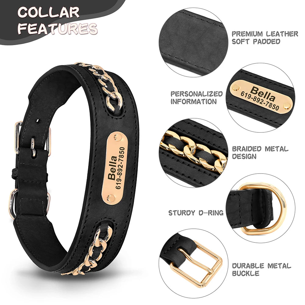 Collier en cuir personnalisé pour chien – plaque d'identification