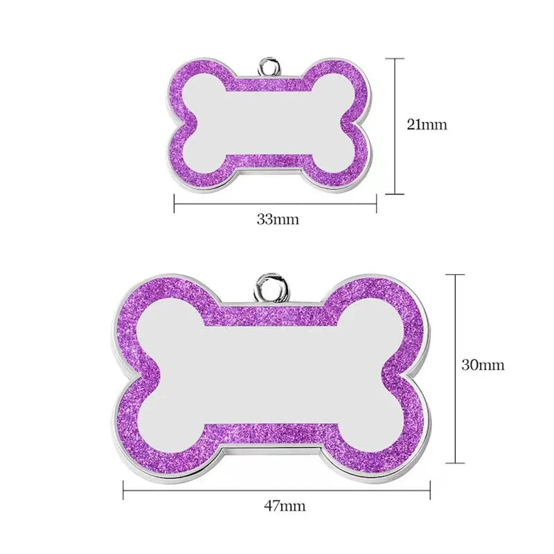 Médaille pailletée double face pour chien et chat
