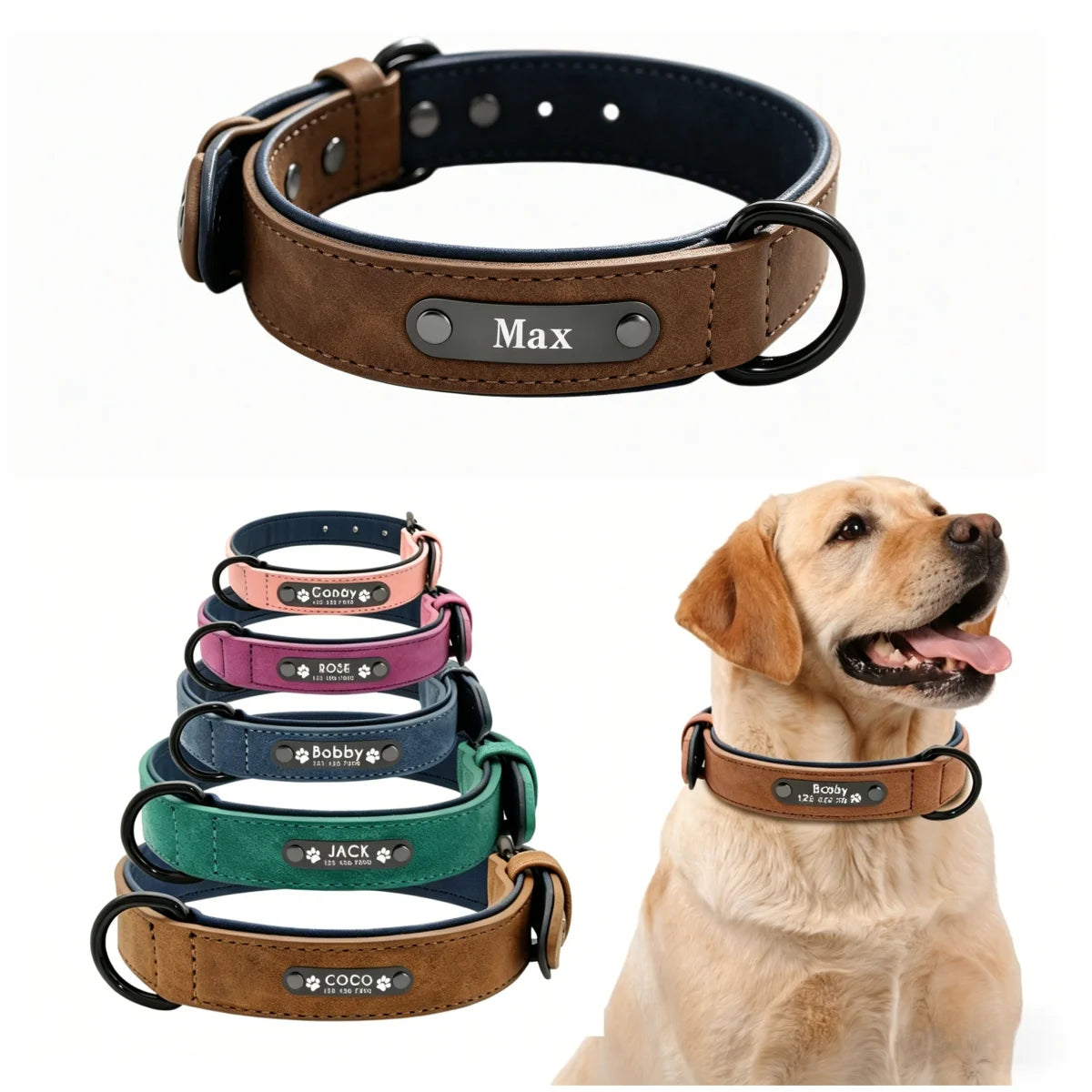 Collier pour chien avec plaque personnalisée – texte au choix