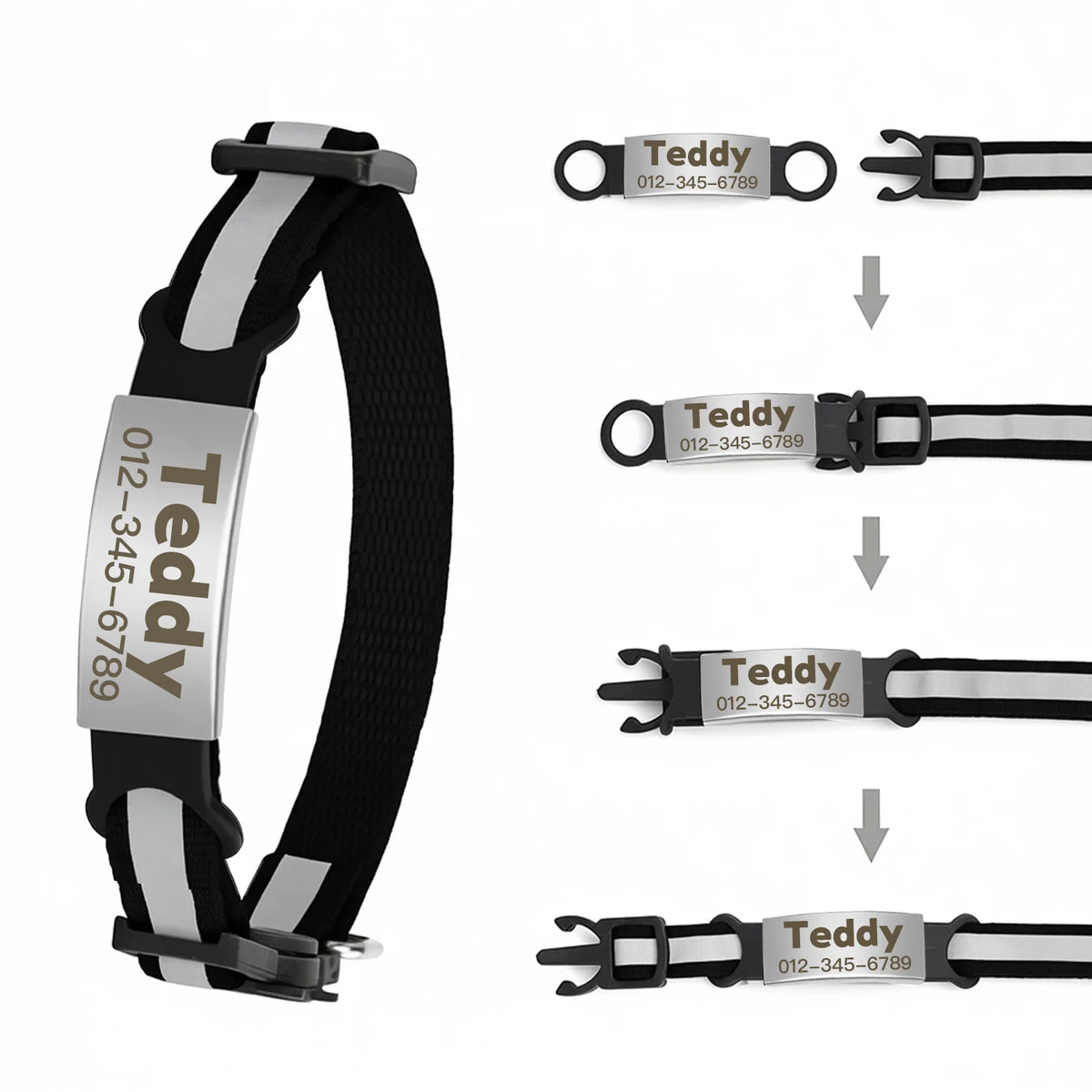 Collier réfléchissant personnalisé pour chat