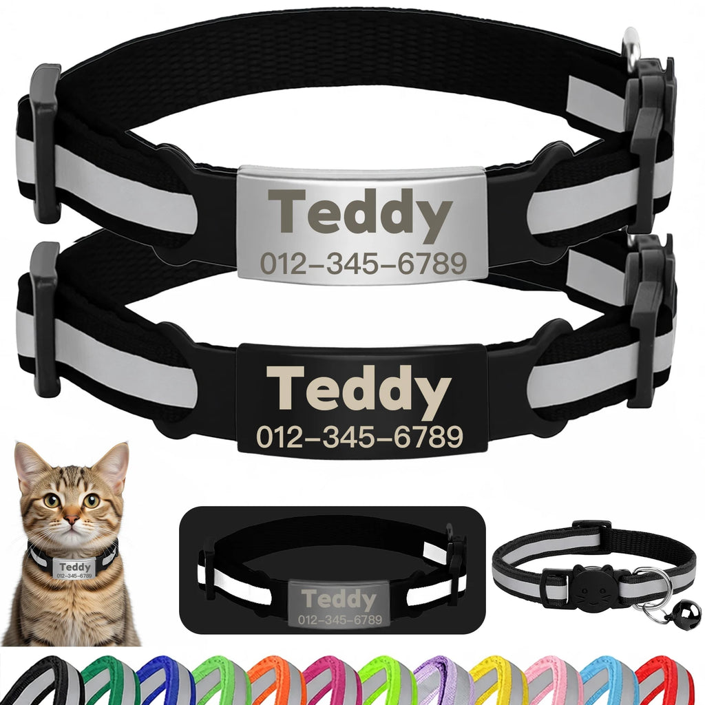 Collier réfléchissant personnalisé pour chat