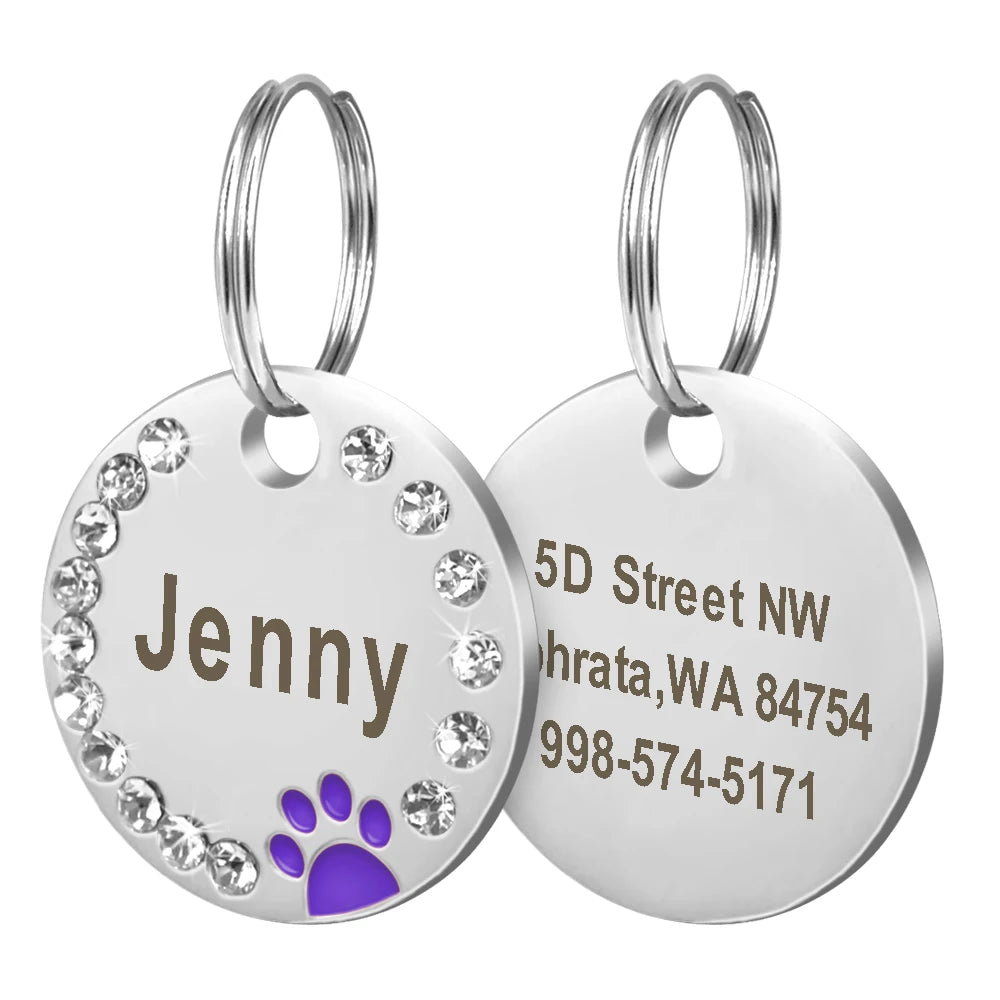 Médaille strass personnalisée pour chien et chat