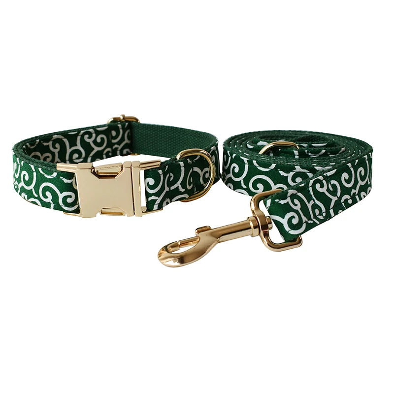 Collier et laisse personnalisés pour chien – nœud gravé