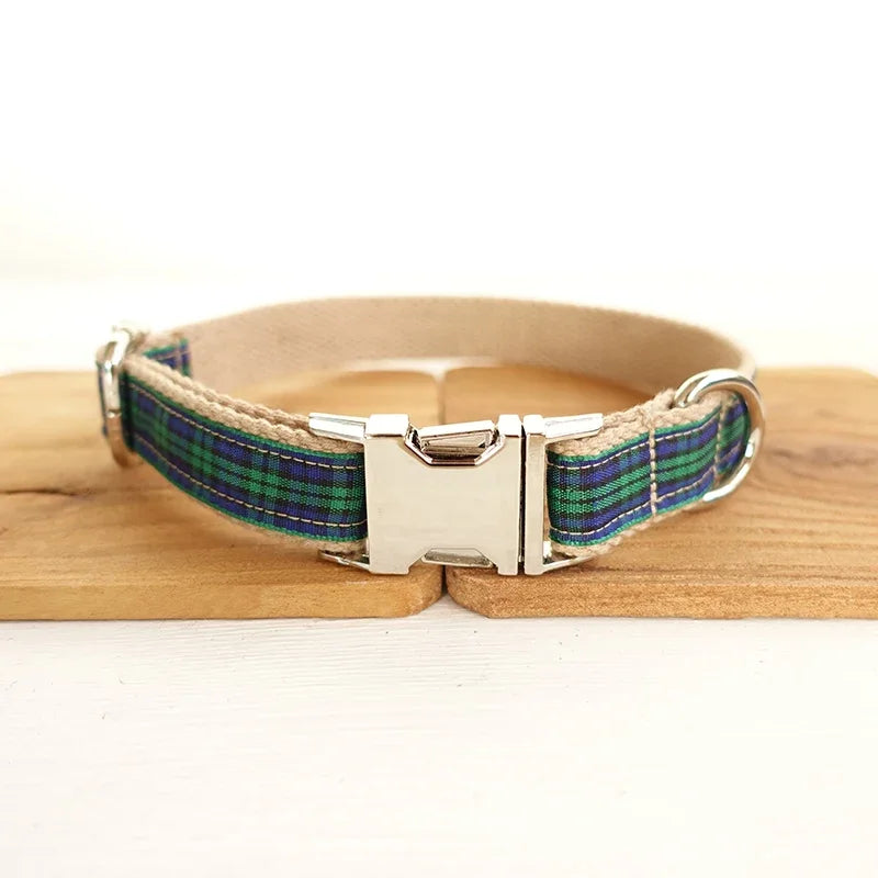 Collier et laisse personnalisés à motif écossais