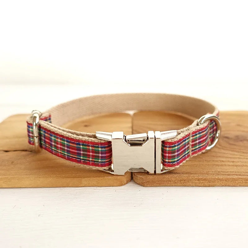 Collier et laisse personnalisés à motif écossais