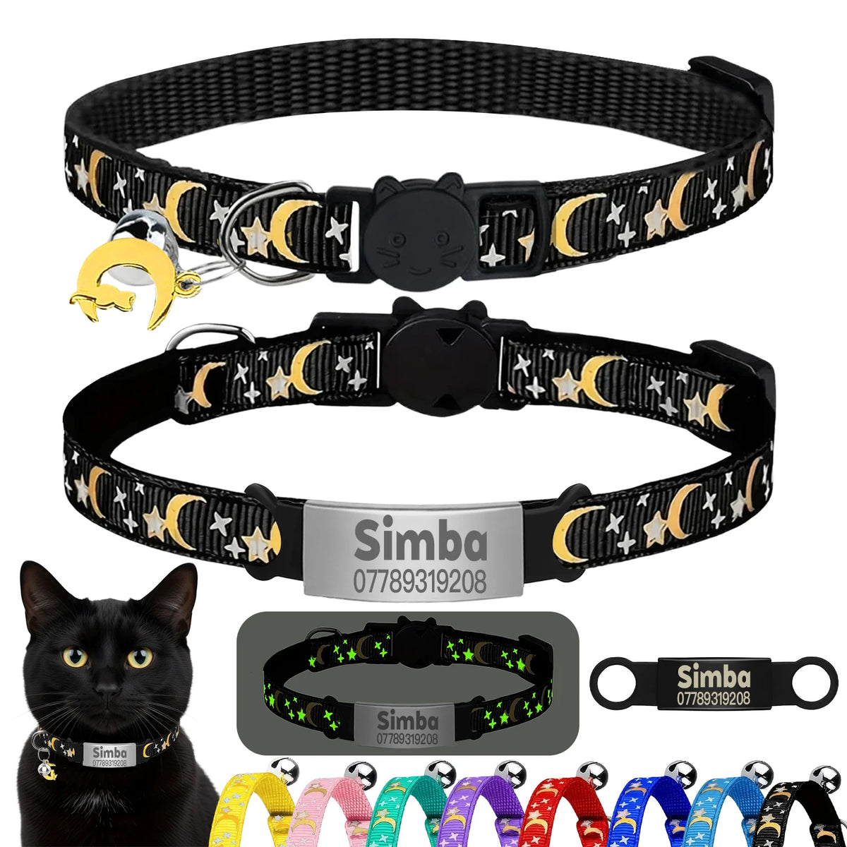 Collier lumineux personnalisé pour chat – plaque anti-fugue