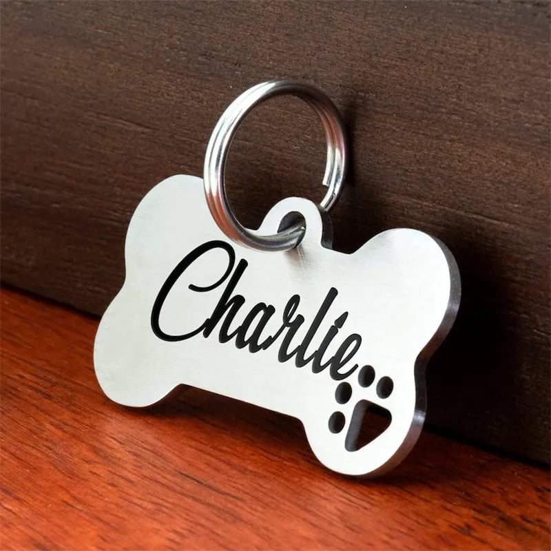 Médaille gravée en acier inoxydable pour chien