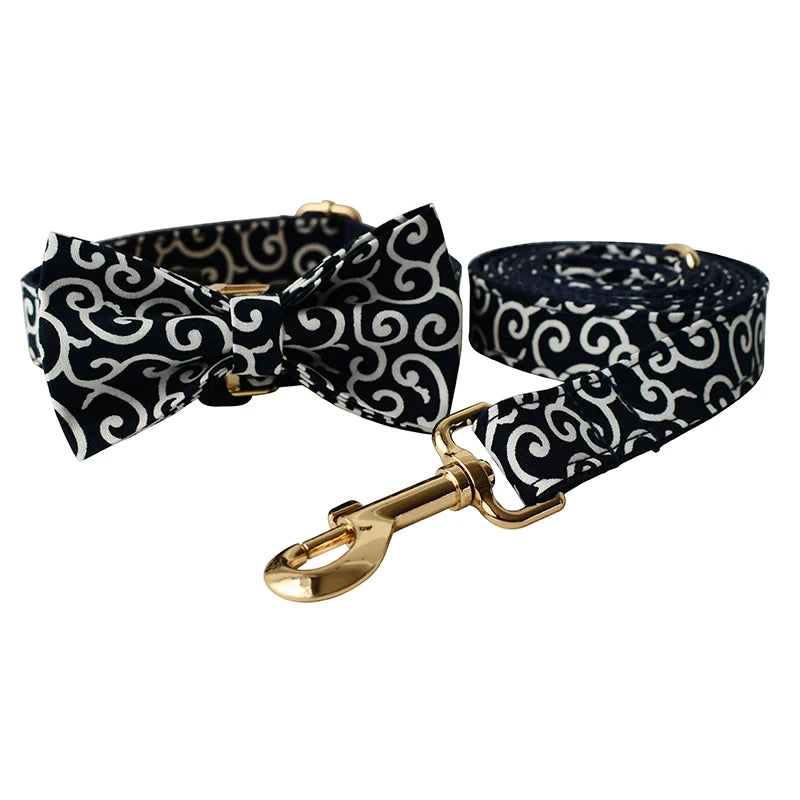 Collier et laisse personnalisés pour chien – nœud gravé