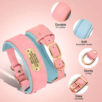 Collier en cuir souple personnalisé pour chien – plaque prénom