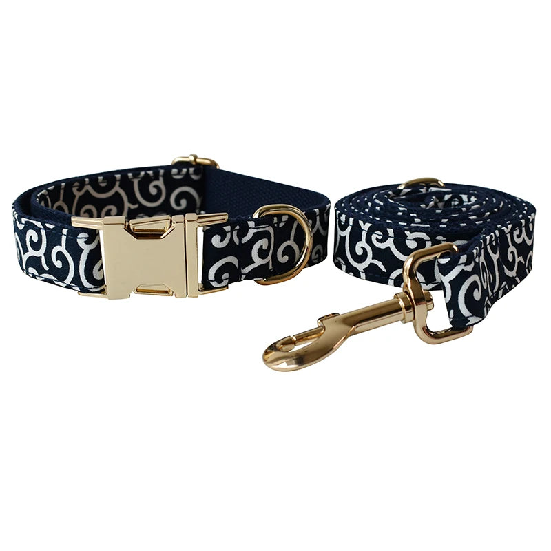 Collier et laisse personnalisés pour chien – nœud gravé