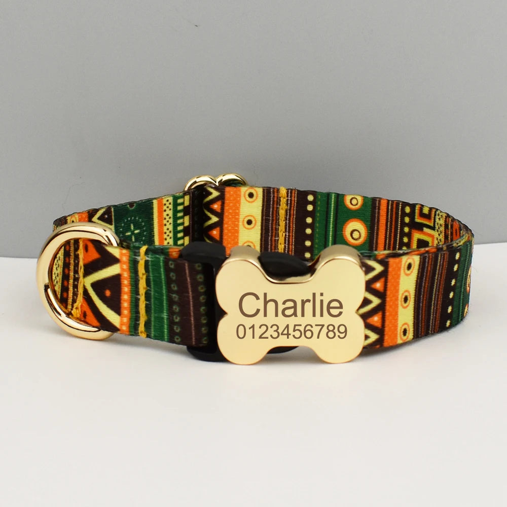 Collier et laisse assortis personnalisés – motif ethnique