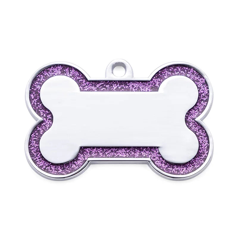 Médaille pailletée double face pour chien et chat