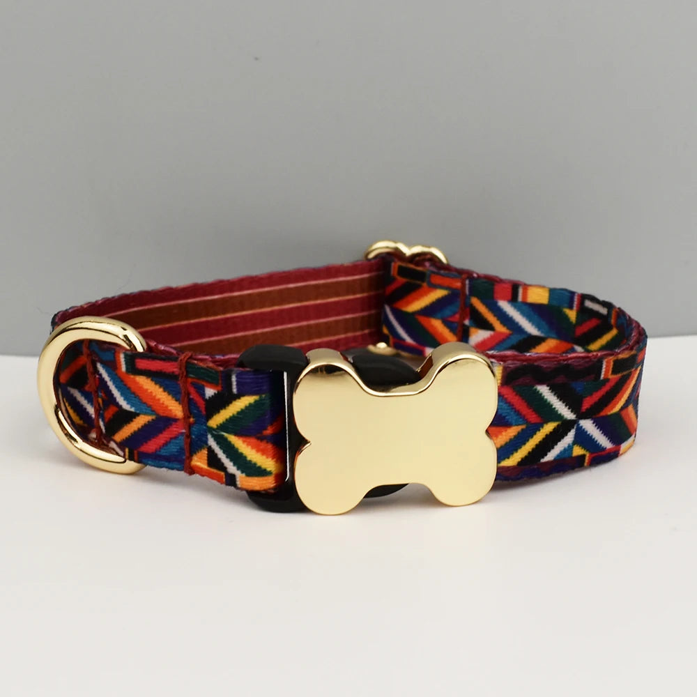 Collier et laisse assortis personnalisés – motif ethnique