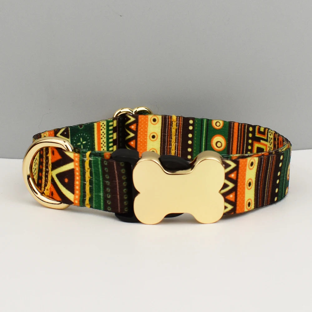 Collier et laisse assortis personnalisés – motif ethnique