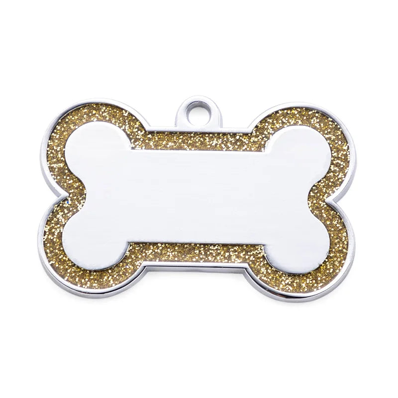 Médaille pailletée double face pour chien et chat