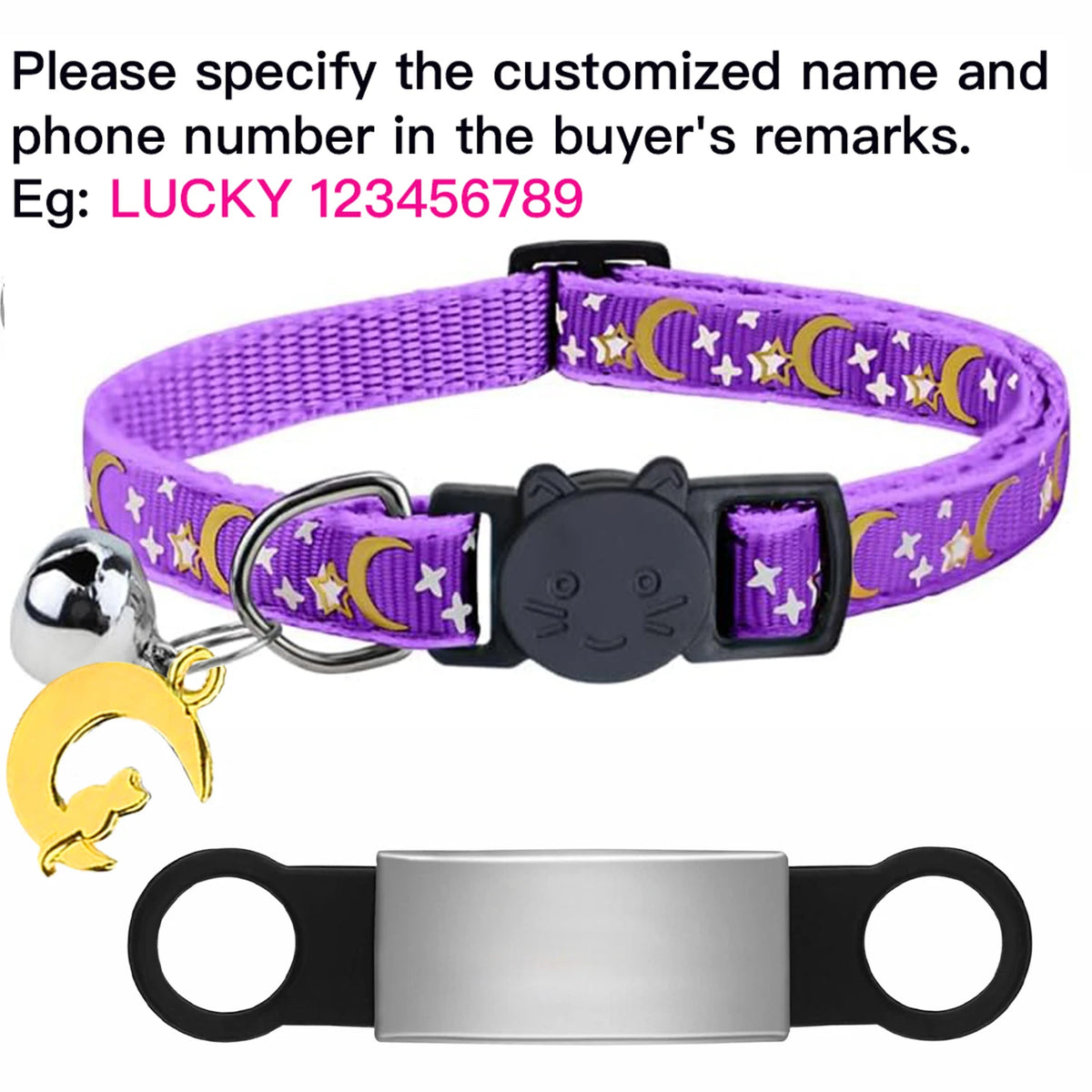 Collier lumineux personnalisé pour chat – plaque anti-fugue