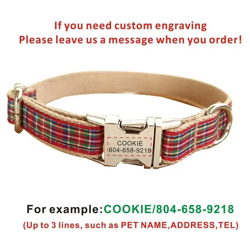 Collier et laisse personnalisés à motif écossais
