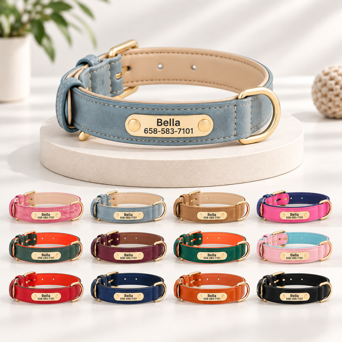 Collier personnalisé doré pour chien